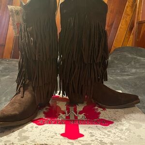 Brown Fringe Cowboy Boots